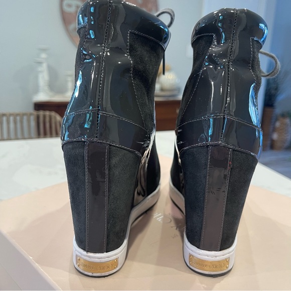 🎉HOST PICK🎉Jimmy Choo grey suede & pattern leather wedge Panama sneaker in box - Picture 10 of 16